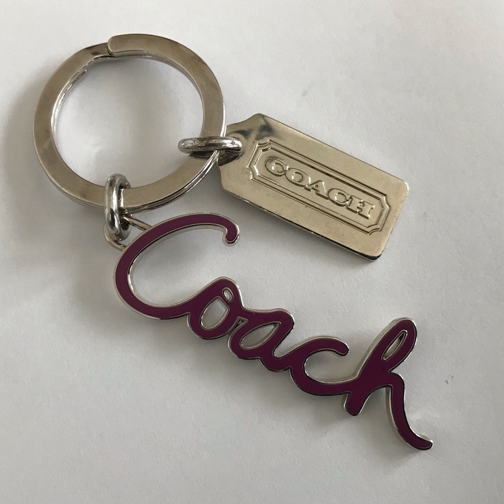 Rare Purple Coach Script Keychain Fob